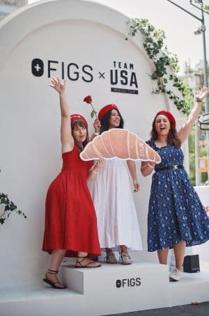Photo op wall for Figs clothing x Team USA