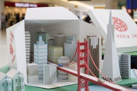 Miniature Paper Cityscape Display for JetBlue